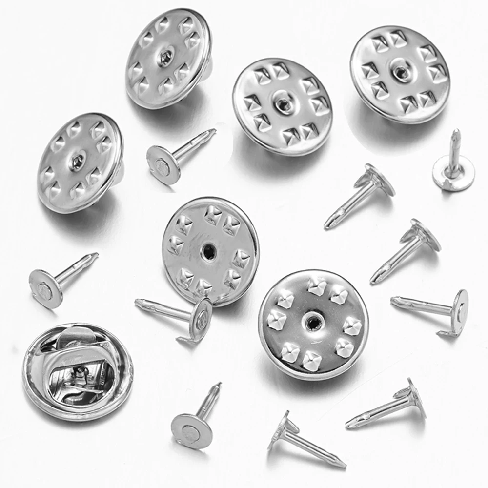 100pcs/Lot Metal Brooch Base Pin Back Squeeze Badge Holder Butterfly Clasp For DIY Handmade Jewelry Making Crafts Accessories