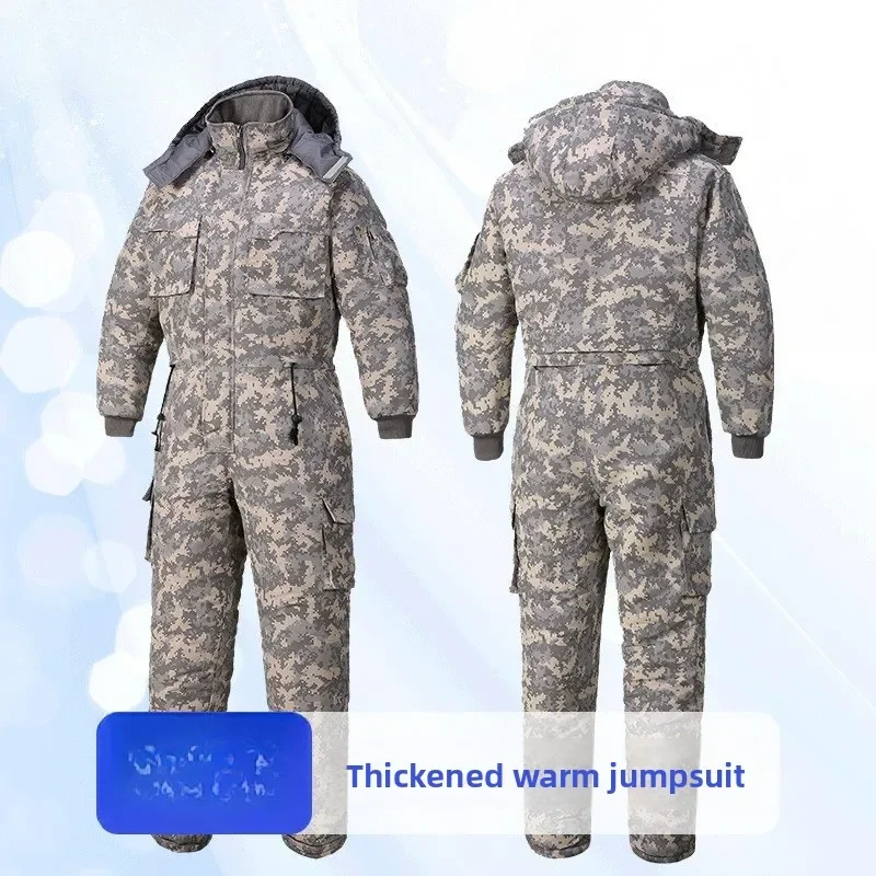 Good One-piece Overalls Men's Thickened Cotton Suits Winter Water-repellent One-piece Workwear Warehouse Cold-proof Overalls