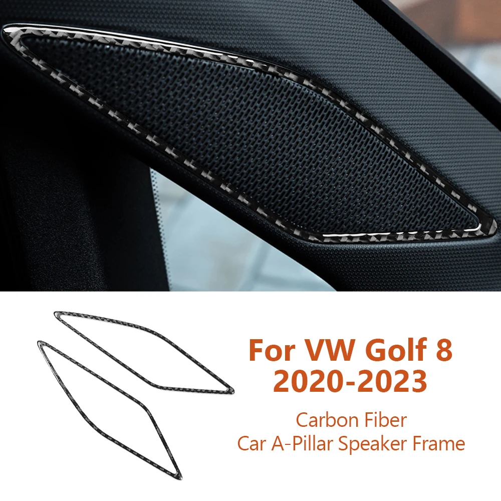 

For Volkswagen VW Golf 8 MK8 2020-2023 Carbon Fiber Car A-Pillar Speaker Frame Decorative Stickers Auto Interior Accessories