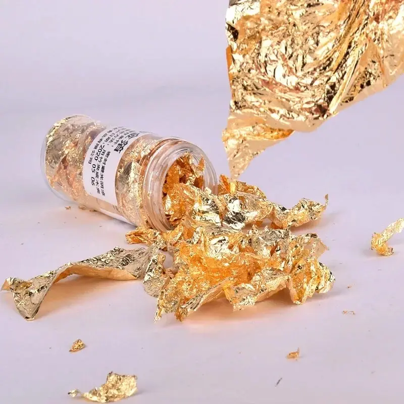 2g/1g Metallic Foil Flakes Gold Foil Flakes for Resin Nails Painting Candle Crafts and Resin Jewelry Making,Gold,Silver,Copper view 4