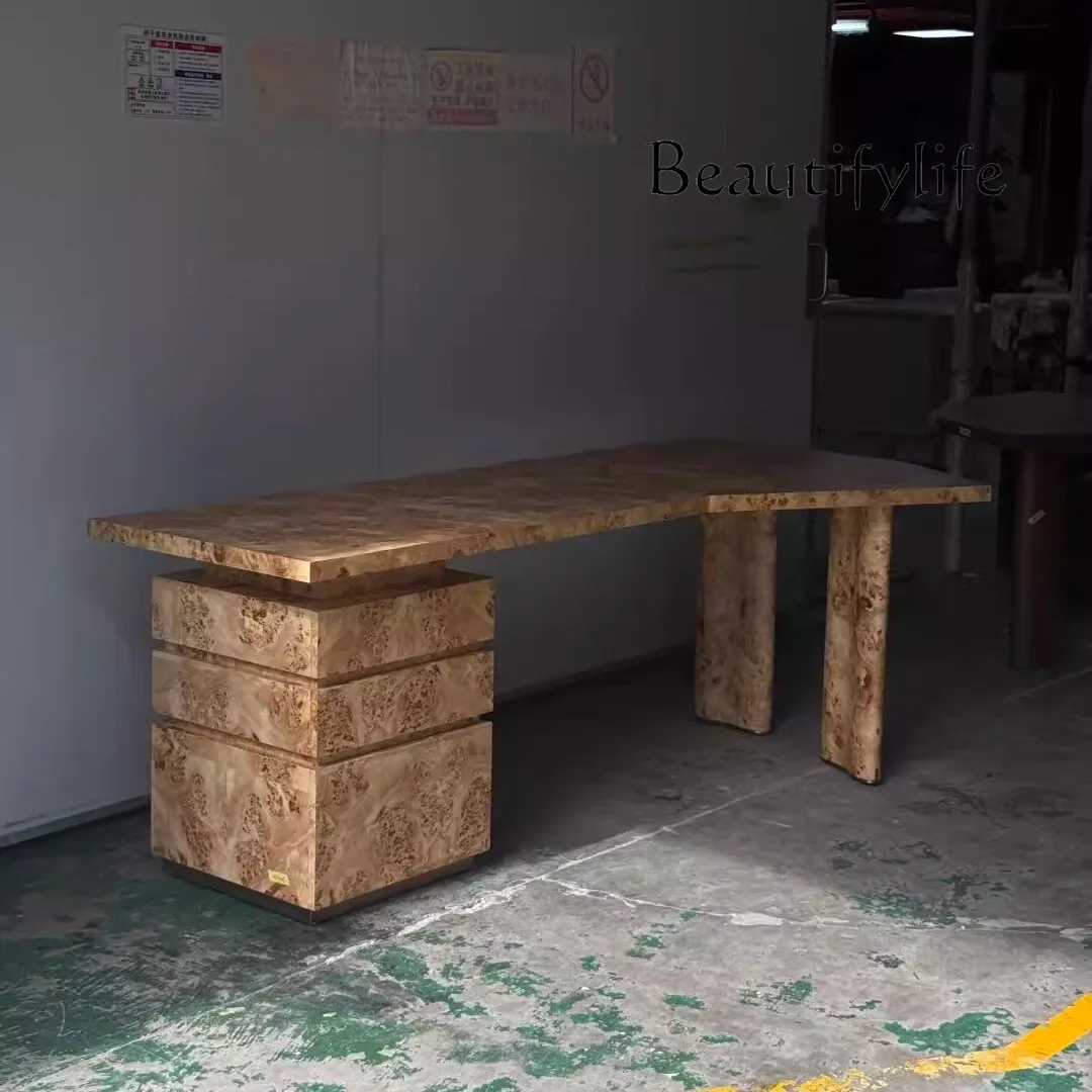 

Medieval style solid wood desk home desk designer model retro fashion high sense new model