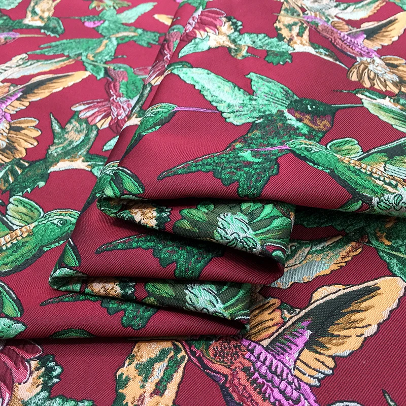 Jacquard Brocade Fabric European Brand Design Bird Pattern Autumn Winter Stiff Dress Jacket Coat Clothing Fashion Fabrics