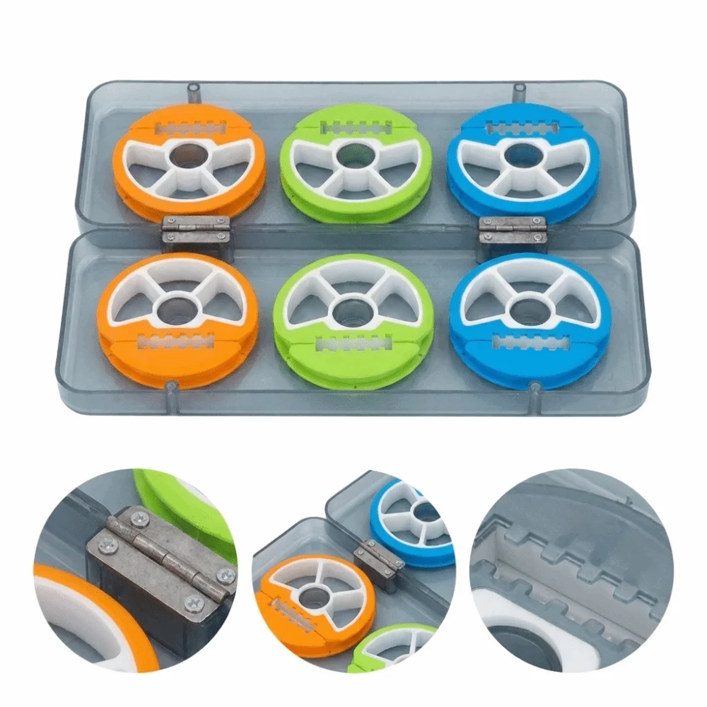 6PCS Silicone Fishing Line Spool Holders Circular Winding Plates Random Color Fishing Line Storage Holders ID 7cm