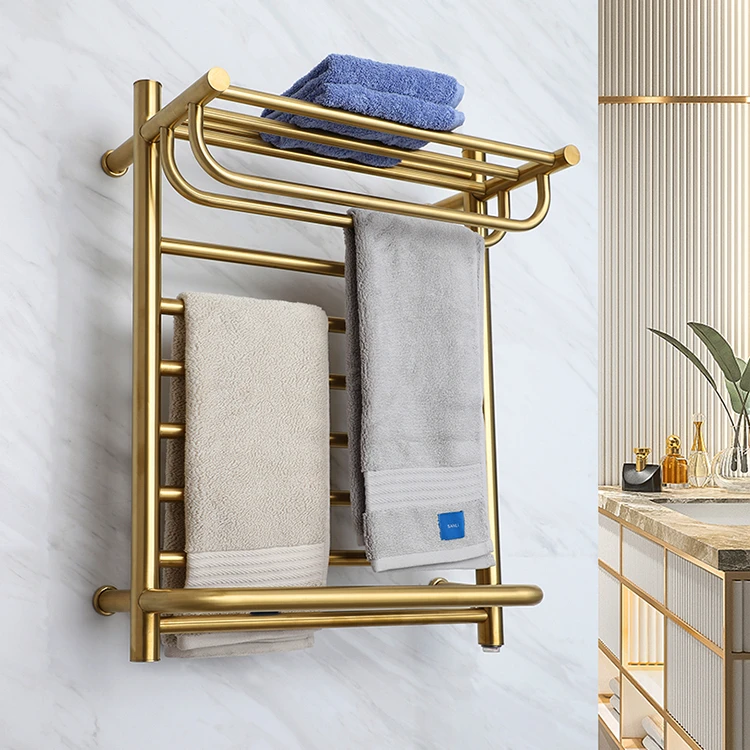 

Bathroom Stainless Steel Electric Towel Warmer With Shelf Heated Towel Warmer Electric Heater Style 9047