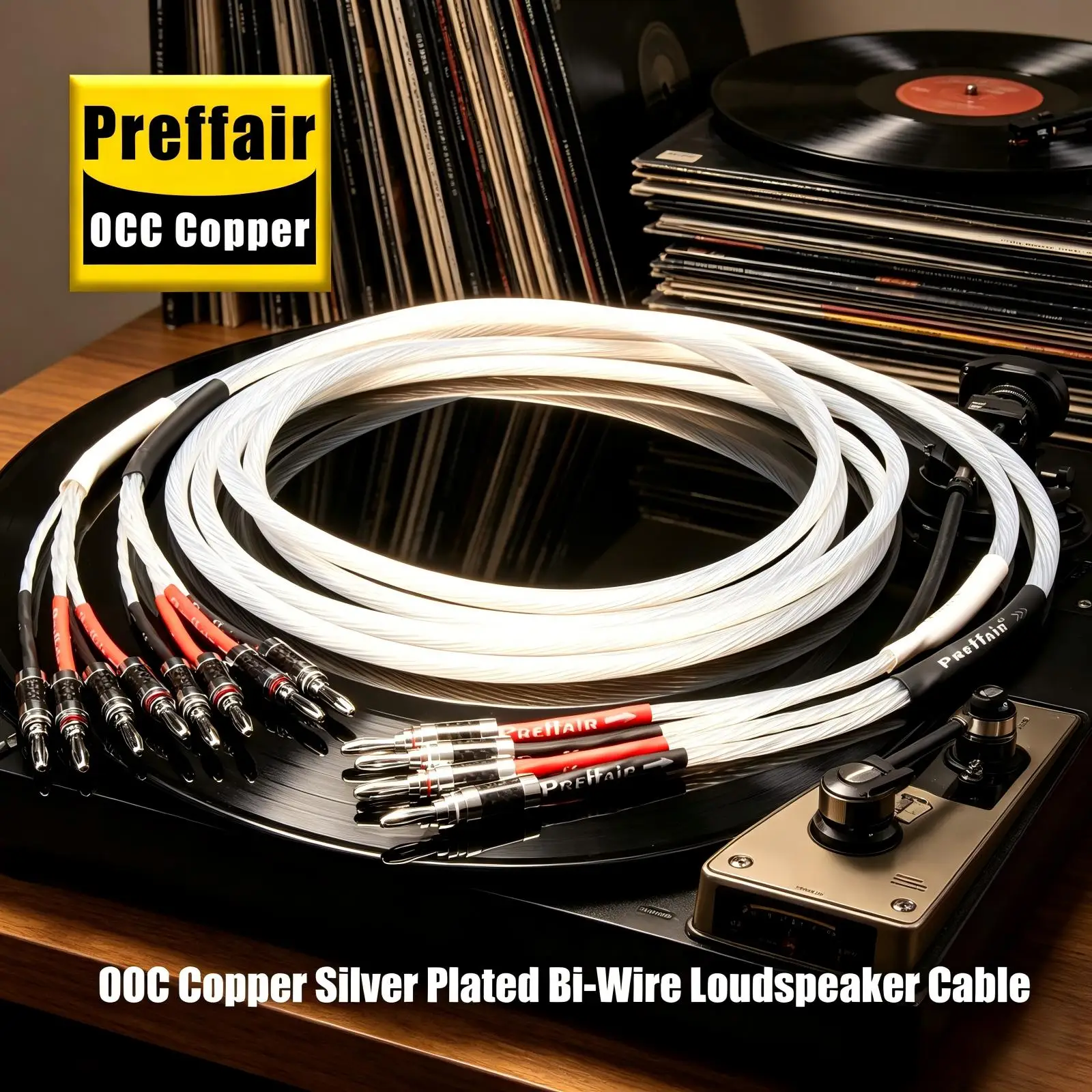 

Hifi Speaker Cable OCC Silver Plated Speaker Cable Carbon Fiber Shell Banana Plug Bit wire Speaker Cable Single Wire