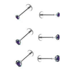 20G Flat Back Threadless Earring Hypoallergenic Stainless Steel Push-in Ear Lip Ear Tragus Cartilage Helix Stud Piercing Jewelry