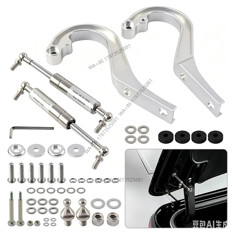 Billet Left & Right Hood Hinge Kit Aluminum For Camaro Trunk CNC L6V8 3.8L 7.0L Engine 1967-1969 Silver