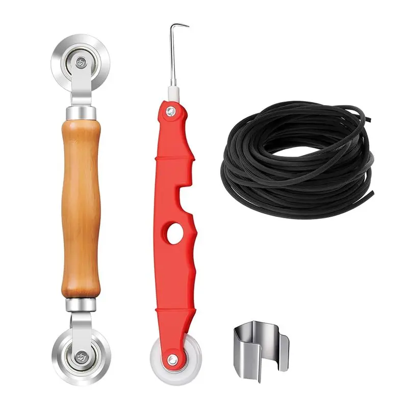 ¡oferta-a34r-juego-de-herramientas-para-reparacion-de-mosquiteras-rodillo-de-sellado-de-doble-rueda-con-mango-de-madera-gancho-para-remover-cinta-de-goma-paquete-de-4