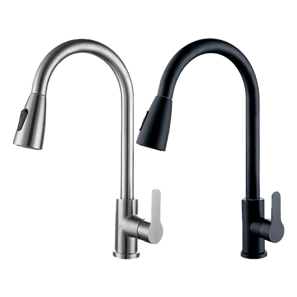 

Pull-Out Water Tap Faucet 2 Sprayer Modes 360° Rotation Hot And Cold Water Mixer Countertop Tap Stainless Steel