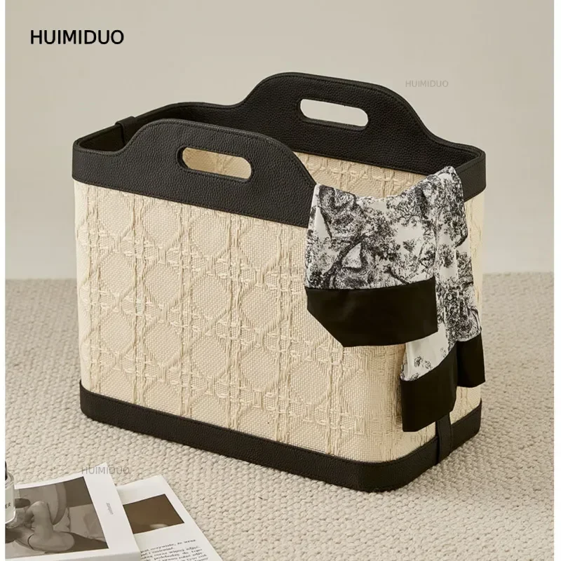 Middle Ancient Style Storage Basket, Vine Grass Weaving Laundry Bucket, Multifunctional Organizer Box, Practical Bathroom Items
