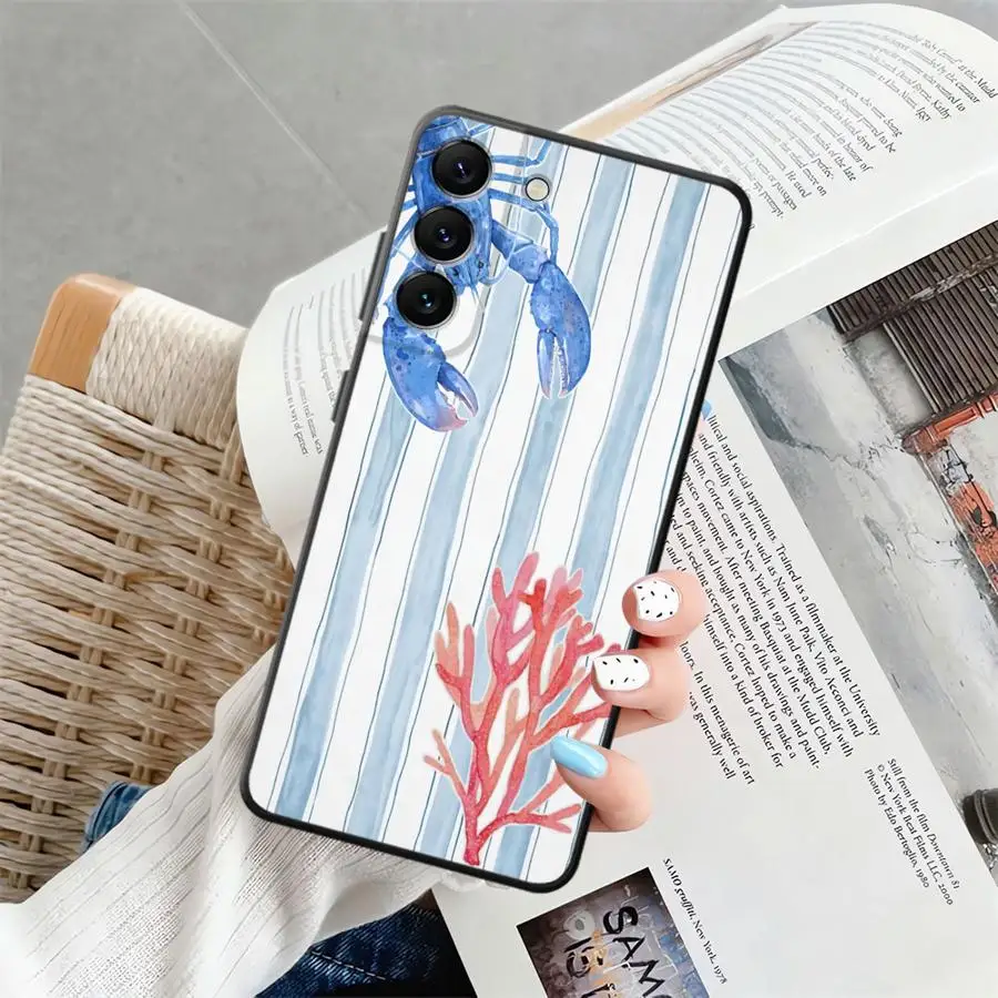 Casing Hewan Laut untuk Samsung Galaxy A40 A16 A20 A13 A50 A30 A15 A04 A06 A10 A12 A03 A05 A70 Sampul Ponsel Hitam Lembut