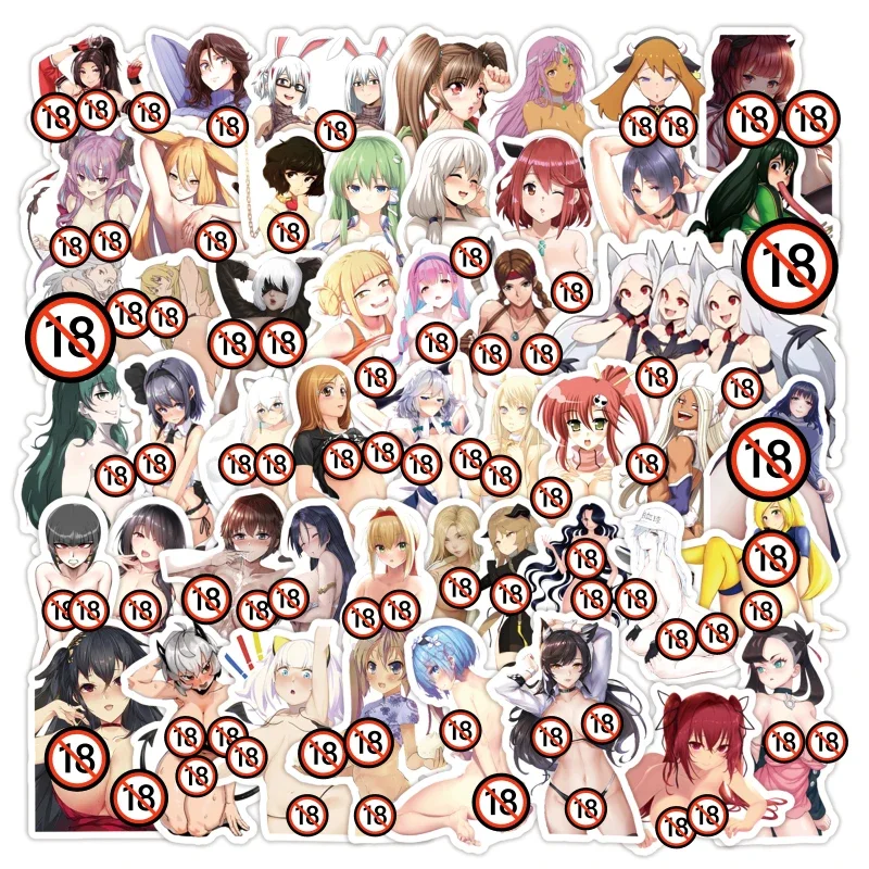 50pcs Exclusive Anime Sexy Waifu Adult Collection Waterproof Stickers (18+)