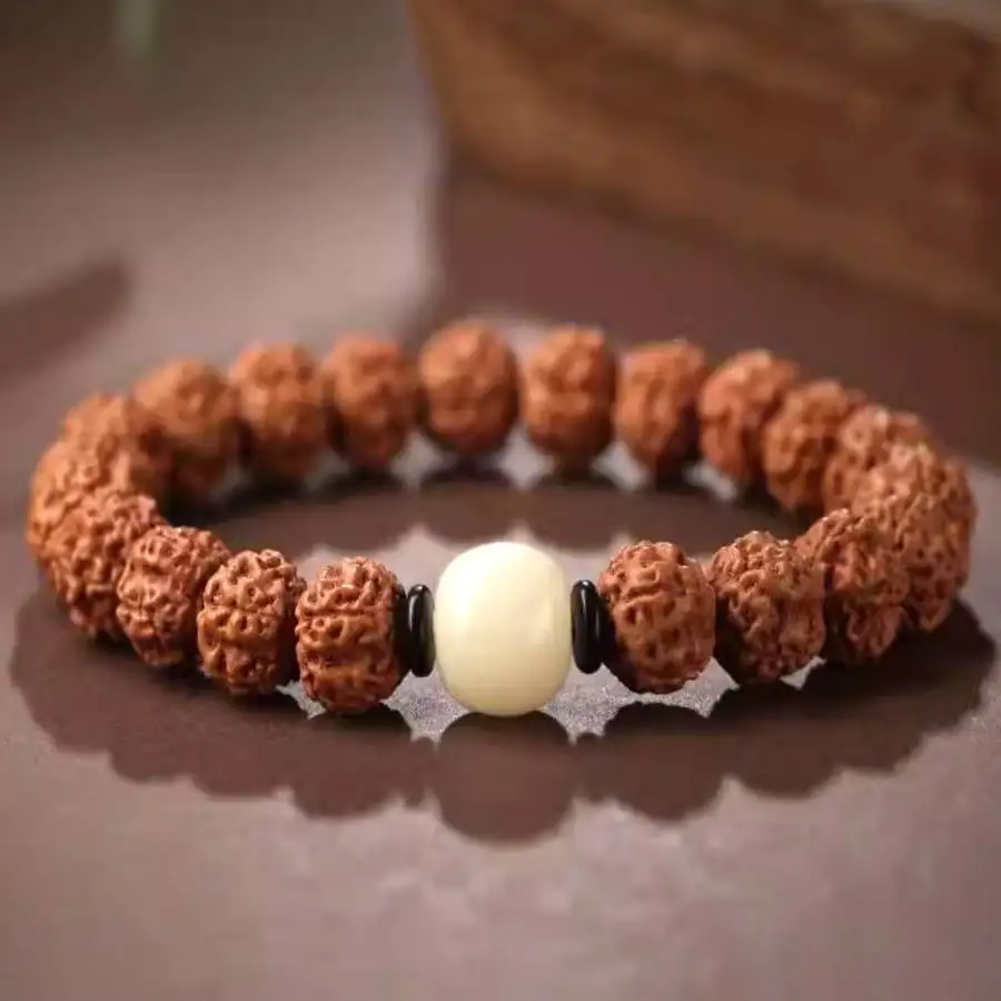 

Handmade Rudraksha beads bracelet,men's cuff button bracelet,Ramadan prayer bead,women's meditation,holiday gift,daily wear