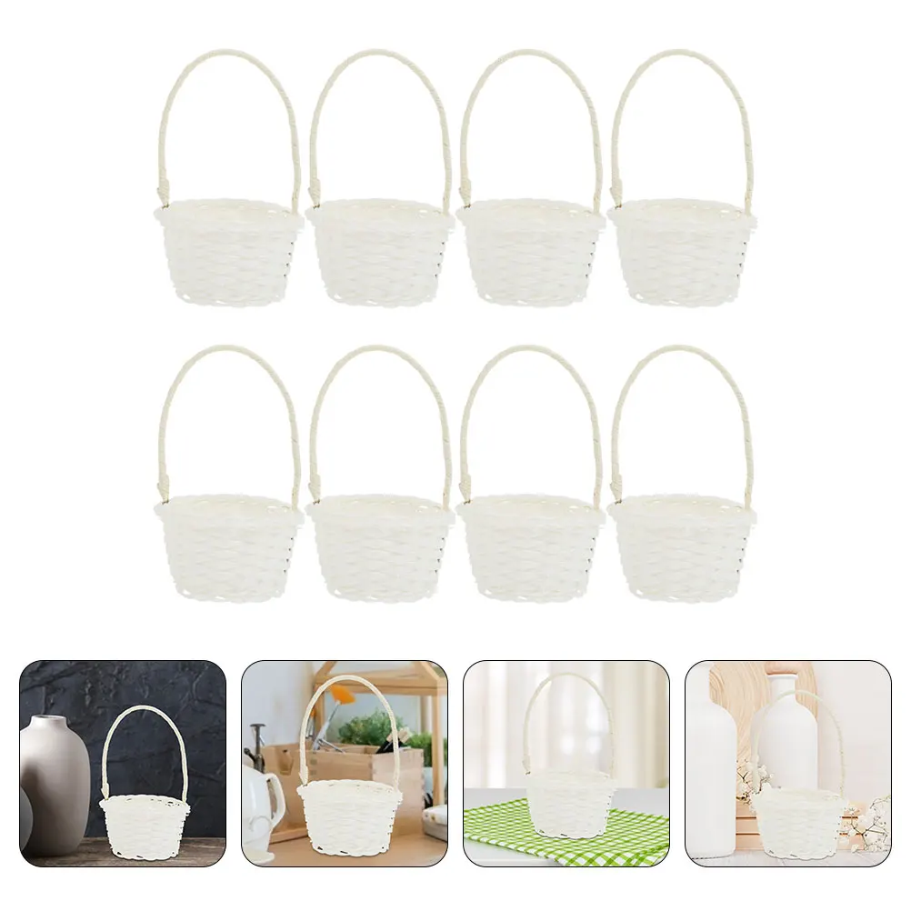 

8pcs Basket Small Plastic Storage Basket For Home Woven Handheld Storage Baskets Home Decor Kitchen Bar Supplies