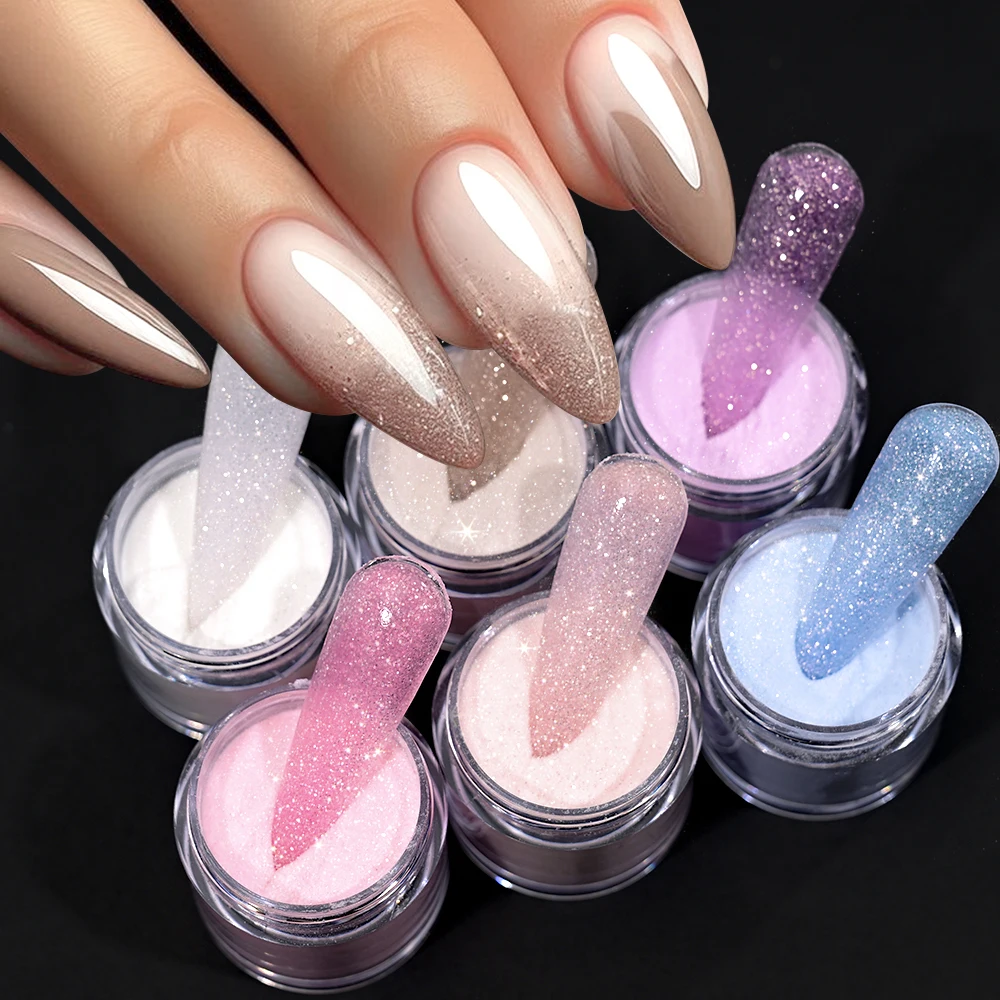 6Pcs 3 w 1 Pink Nude Acrylic Nail Powder Szybkoschnący Bezzapachowy Nietoksyczny Łatwy Mieszanka Nie wymaga lampy do paznokci Prezent dla kobiet i dziewcząt*