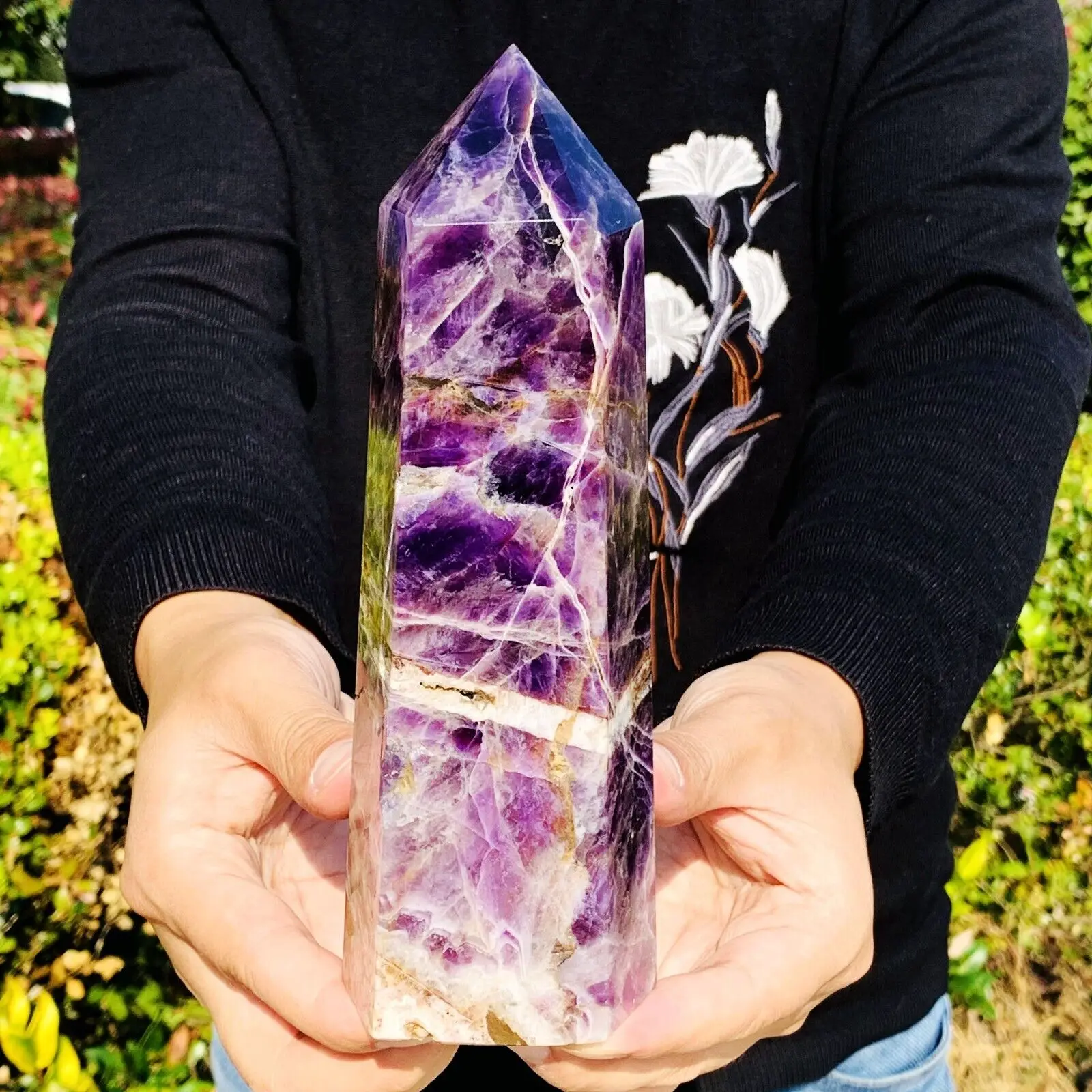 

Natural Dream Amethyst obelisk Crystal Energy column Reiki healing