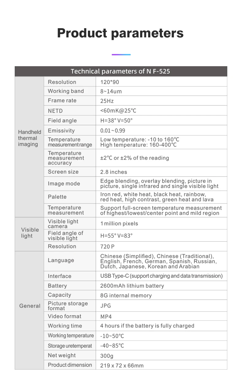 NOYAFA NF-525 التصوير الحراري بالأشعة تحت الحمراء 120*90 كاميرا تصوير اختبار محمولة لإصلاح التدفئة الأرضية فحص صناعي