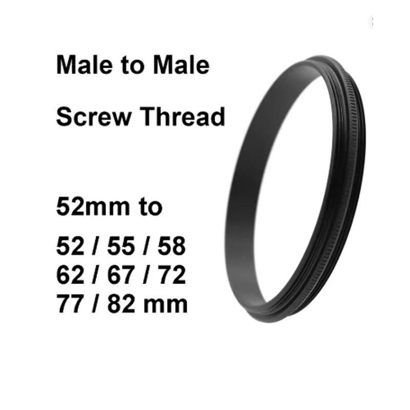 Male to Male Screw Thread Adapter 52mm - 52 55 58 62 67 72 77 82mm thread pitch 0.75mm Macro Photography Mount Adapter Ring