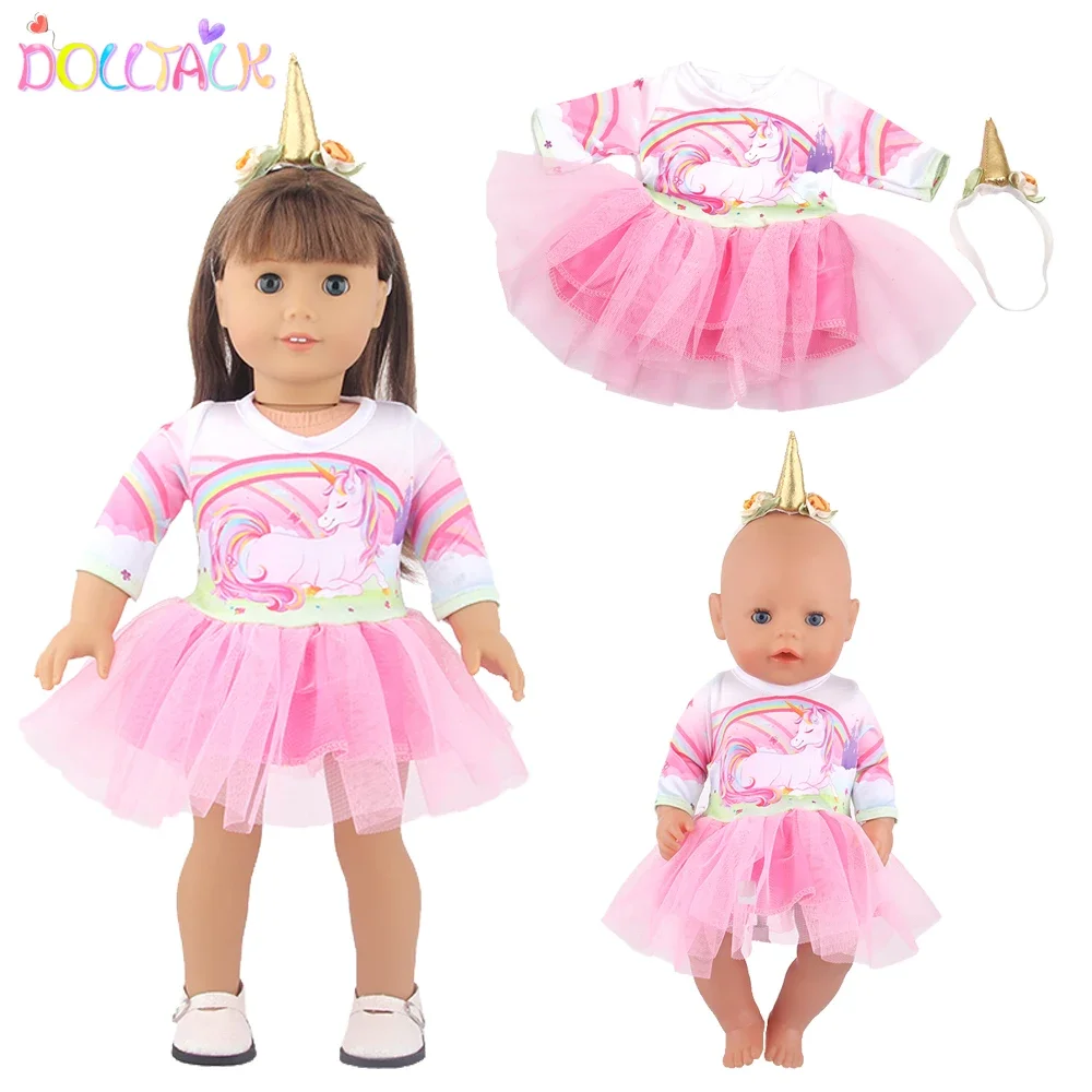 New Cute Pink Animal Dress+Headdress Set For American 18 Inch Girl Doll Clothes Accessories Skirt Set For 43cm New Born,OG Doll