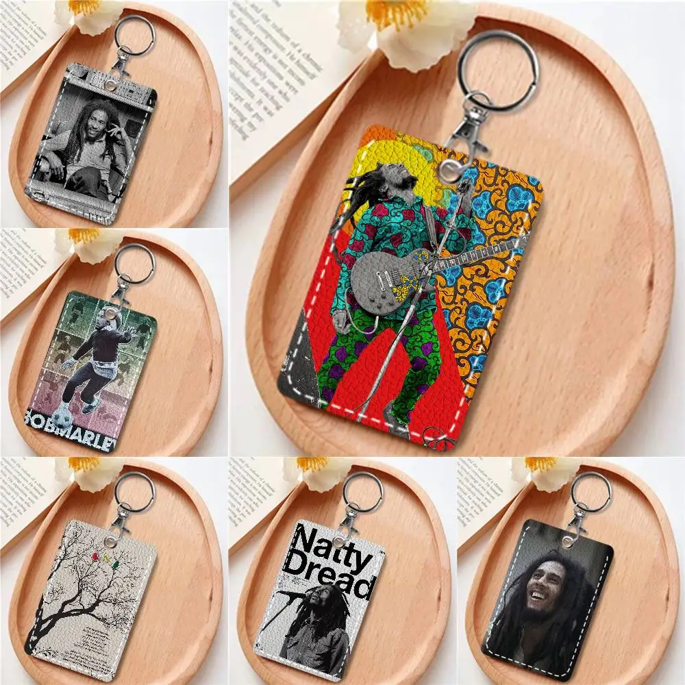 Bob Marley Card Holde Applicable To Credit Cards Bus Card Soft Leather Rectangular Keychain Protective Cover