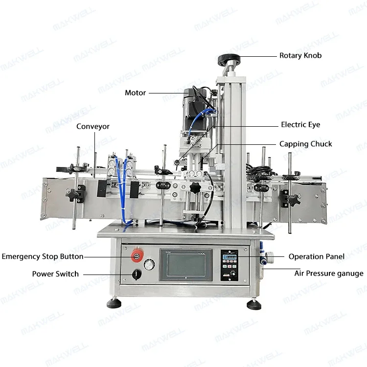 MAKWELL Automatic 3600BPH 4 Heads Filling Bottle Liquid Filling and Capping Labeling Machine