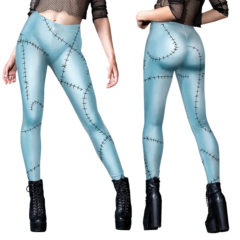 Sally Cosplay Leggings for Women Halloween Party Dress Up 3D Printed Pants Elastic Sexy Tights Ankle Length Trousers