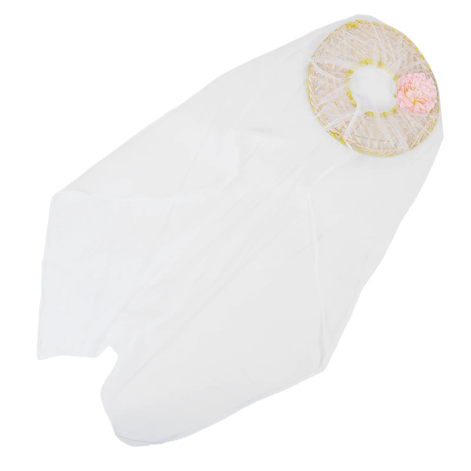 

Ancient Chinese Bamboo Cone Veil Hollow Traditional Oriental Sun Hat Women Wedding Party Decorations Stage Performance Cosplay