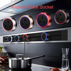KXN Electric Extension Sockets Power Track Socket Concealed Hidden Wall Kitchen Outlet with EU UK Universal Korea Plugs Adapters