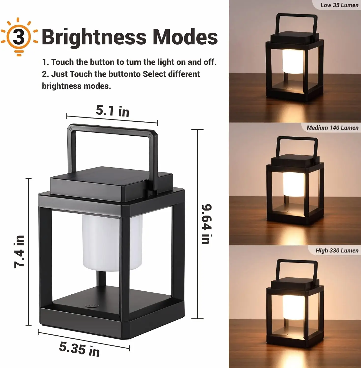 Outdoor Table Lamp Solar Lanterns Light LED Nightstand Lantern Portable Rechargeable Hanging Waterproof Solar Lamp for Patio