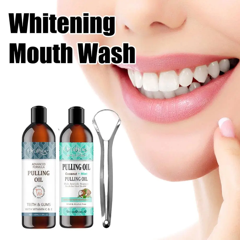 100ML Coconut Mint Pulling Oil Mouthwash Alcohol-free Care Teeth Breath Whitening Health Tongue Mouth Dropshipping Fresh Sc Z2Y9