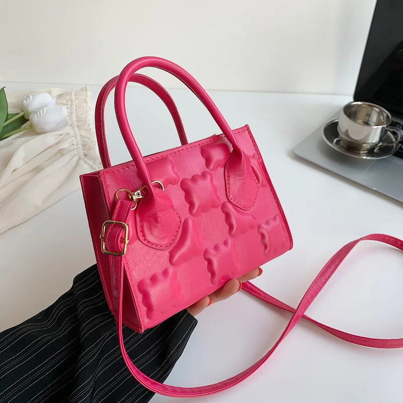 New Solid Small Handbags Designer Women Shoulder Bag Pu Leather Square Crossbody Top Handle Bags