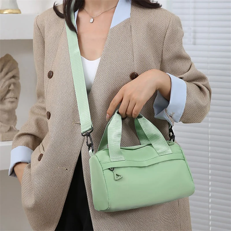 Solid Colour Women Shoulder Bag Nylon Can Tote Small Square Bag Fashion Trend Multi-Pocket Slanting Cross Mother Bag