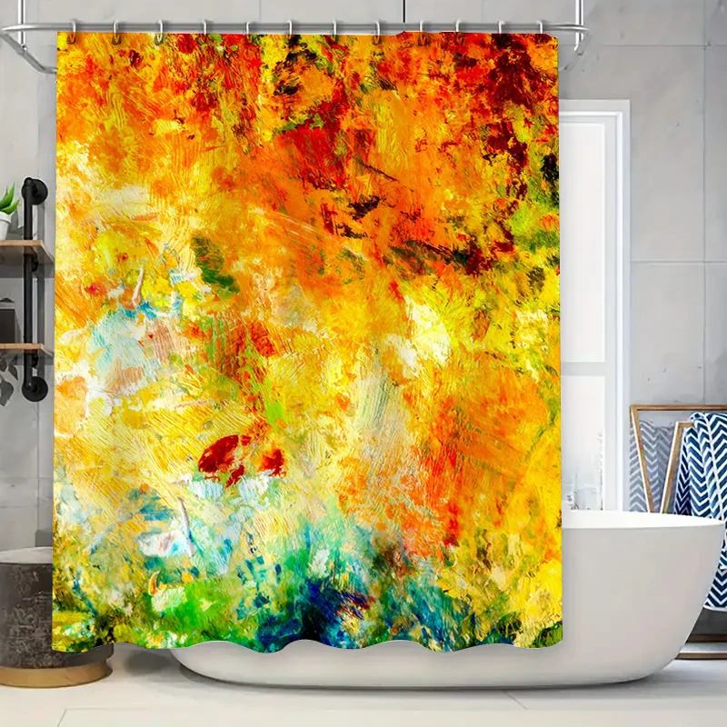 

Абстрактная цветочная занавеска для душа, многоцветный декор для ванной комнаты, полиэфирная ткань с принтом и кольцами-крючками, 72 x 84 дюйма (180x213 см) для