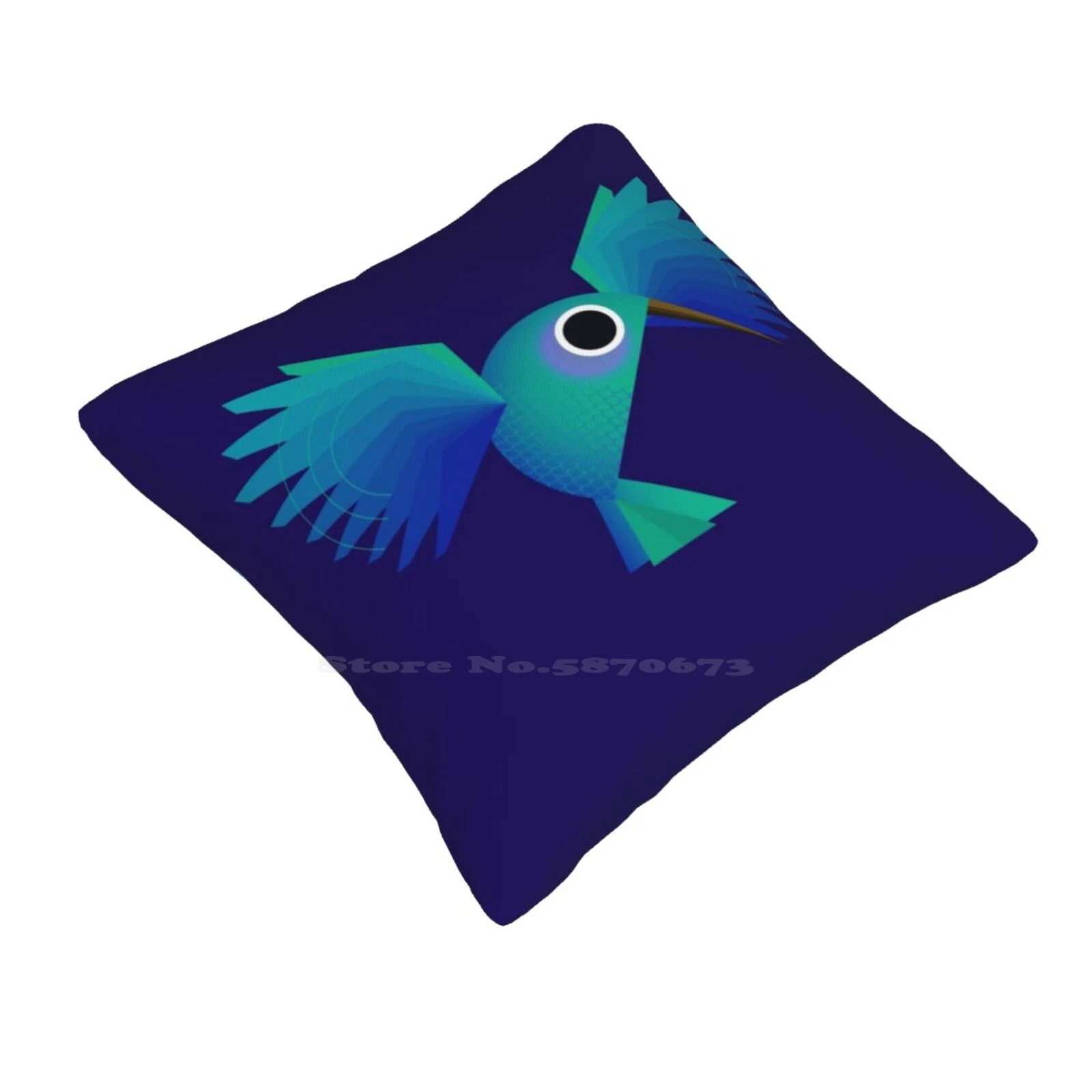 Hummingbird Home Sofa Car Cushion Cover Pillowcase Hummingbird Birds Cute Colourful Bright Melophilus Animals Nature Funny Blue