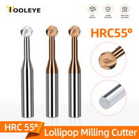 TOOLEYE Carbide Lollipop Ball Nose Milling Cutter Rounded T End Mills Tungsten Steel CNC Cutters CNC Tools For Metal Machining