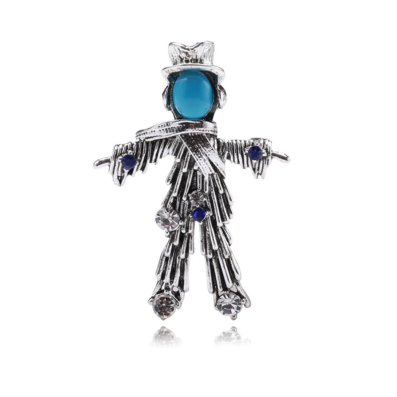 Luxury Vintage Baroque Scarecrow Female Pin Rhinestone Brooches For Women Men Party Daily Clothing Suit Coat Accessories Jewelry