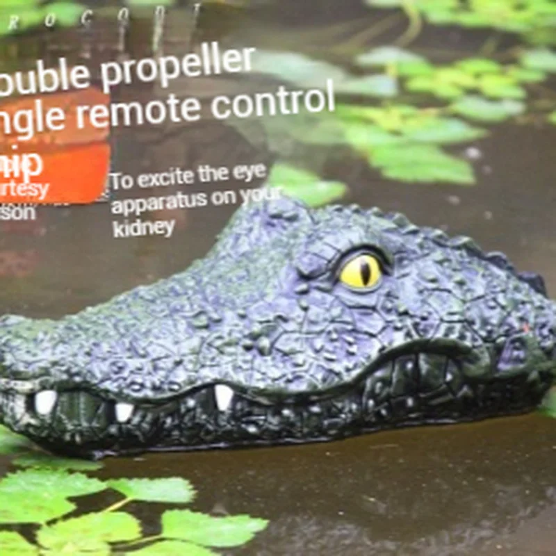 Rc cabeça de crocodilo barco 2.4gremote controle navio brinquedo simulação piada jacaré chamariz brinquedos elétricos água spoof brinquedos presente natal