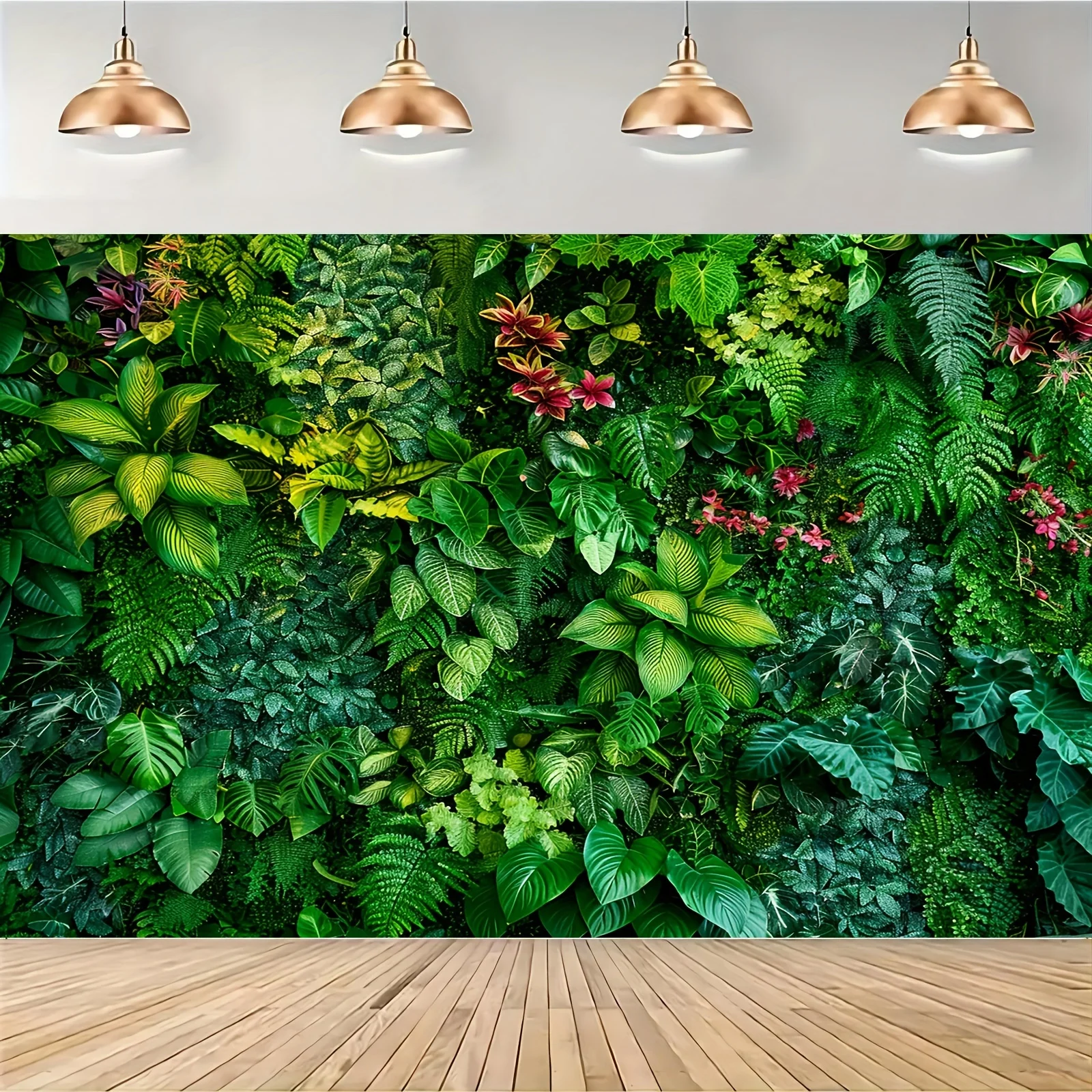 Natural green forest photography background, wall mounted living room, bedroom, office room decoration, party decoration