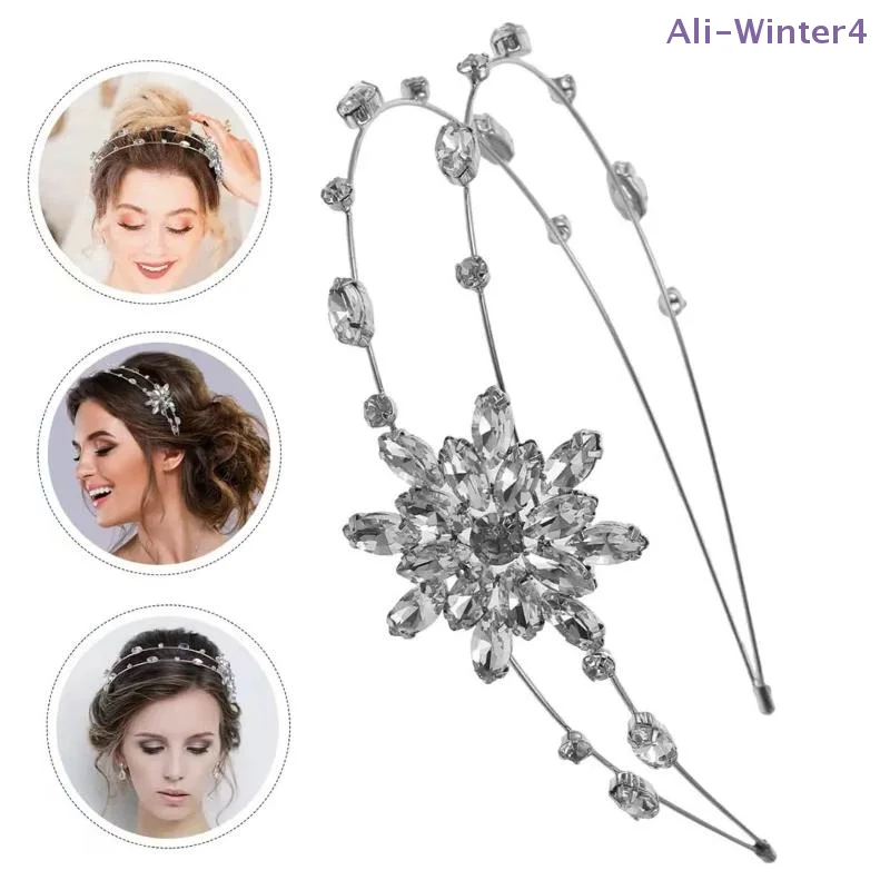 

Exquisite Shining Rhinestone Flower Hair Hoop Light Luxury Bridal Banquet Headwear Sweet Daily Date Hair Styling Accessories