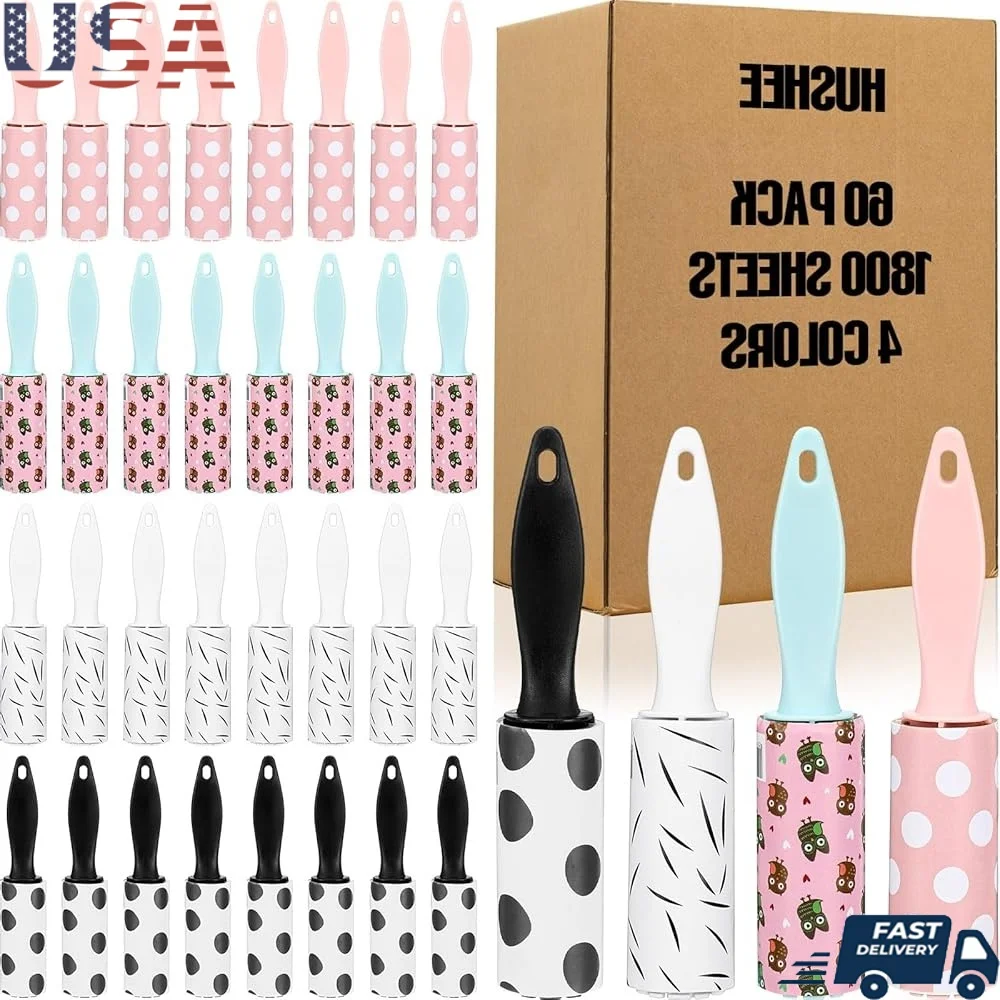 

60 шт. мини-ролик для удаления ворса портативный липкий инструмент для удаления путешествий незаменимый инструмент для чистки волос домашних животных подарочный пакет