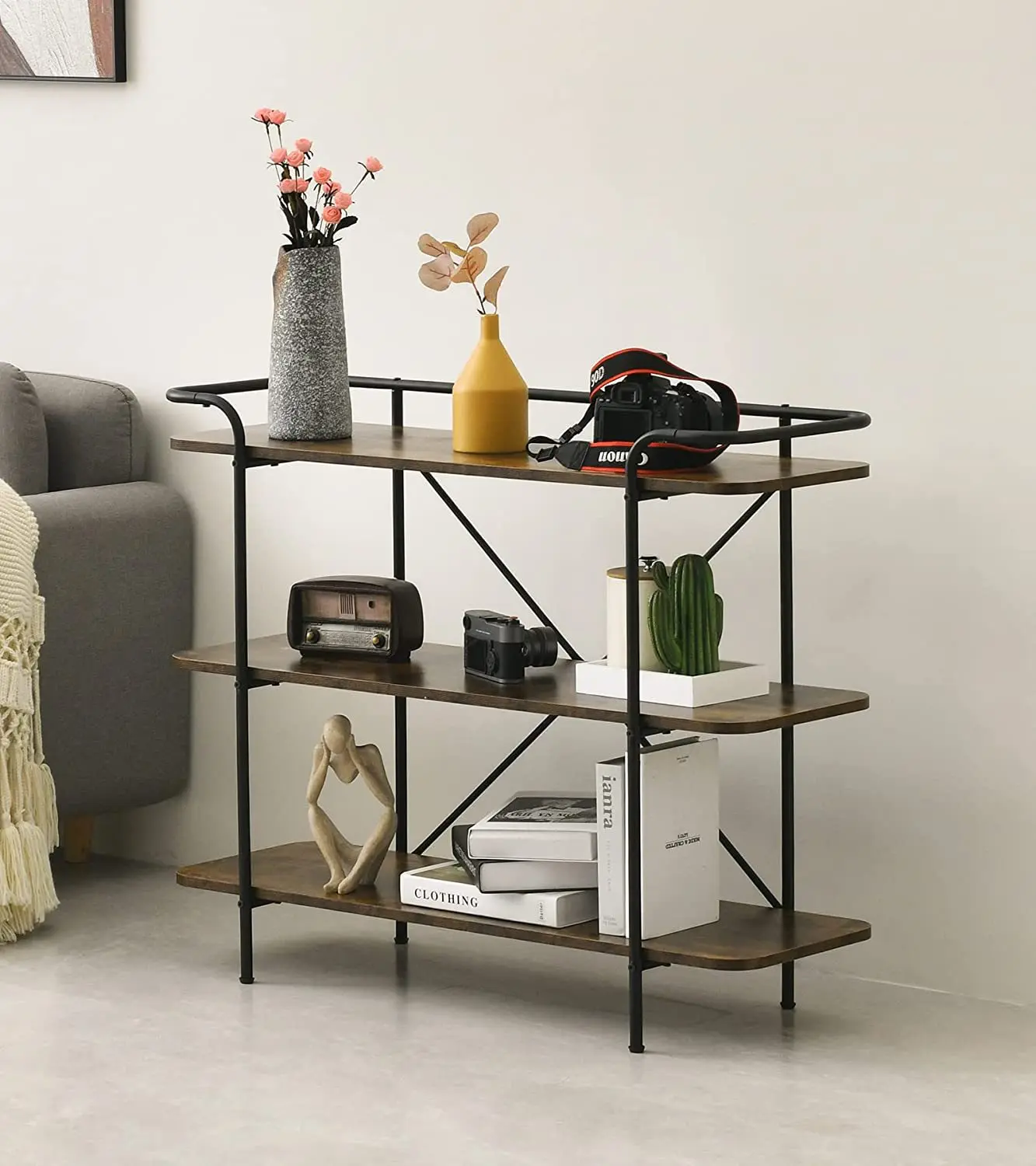 Antique living room bedroom 3rd floor rectangular shelf storage display bookshelf