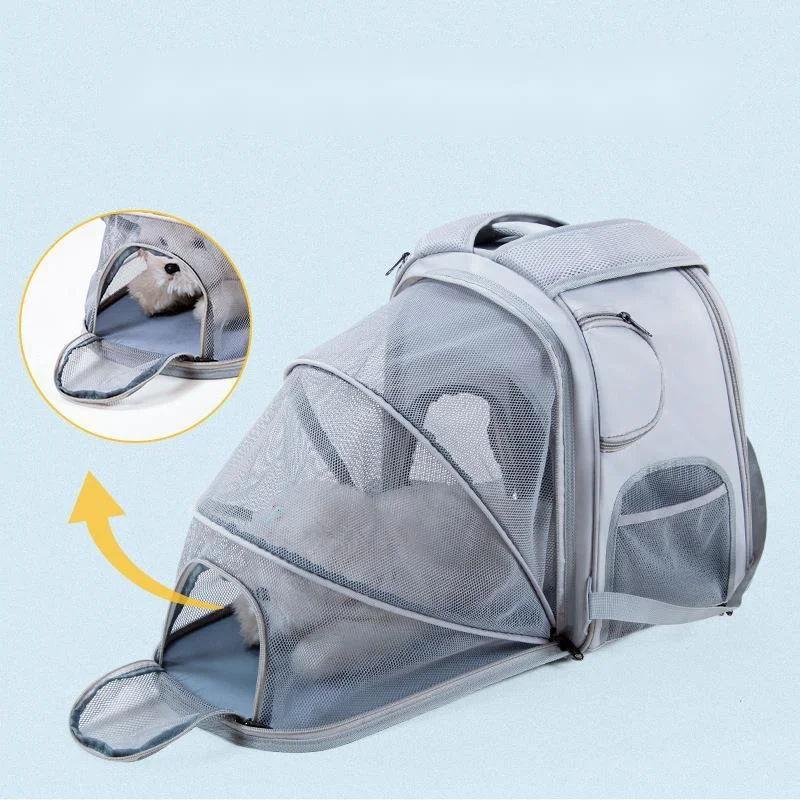 Expandable Dog Carrier Bag Pet Double Shoulder Backpack Fits 6kg Pets Sturdy Frame Breathable Foldable Travel Dog Bag