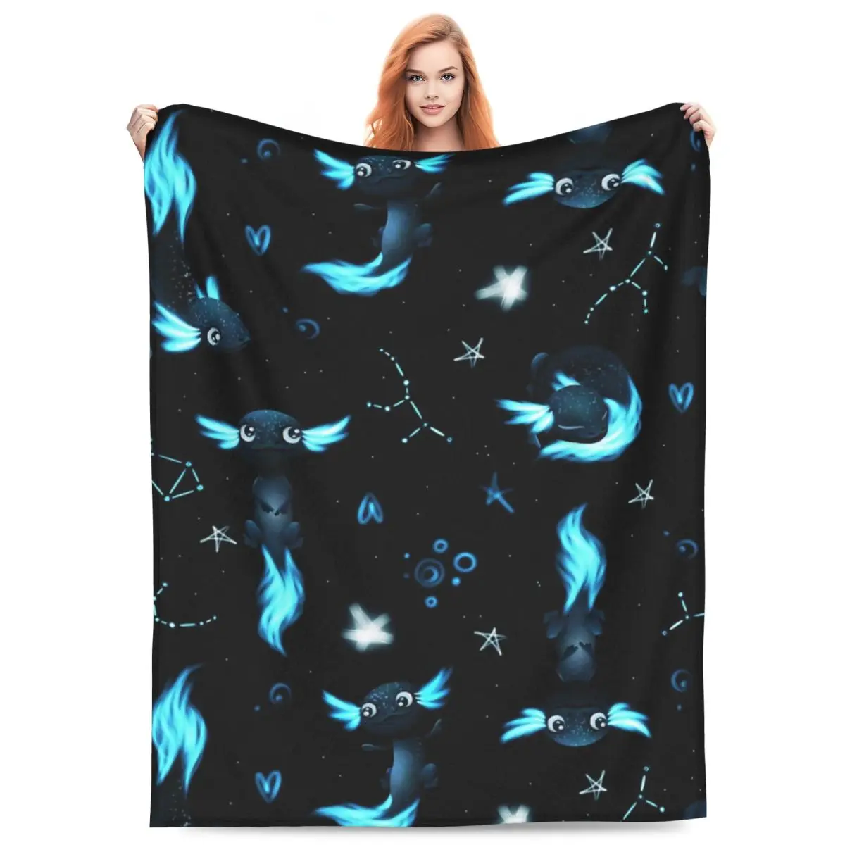 

Axolotl Sea Animal Blanket Flannel Sofa Throw Blanket Breathable Throw Blankets for Couch Bedding Travel Throws Bedspread Quilt
