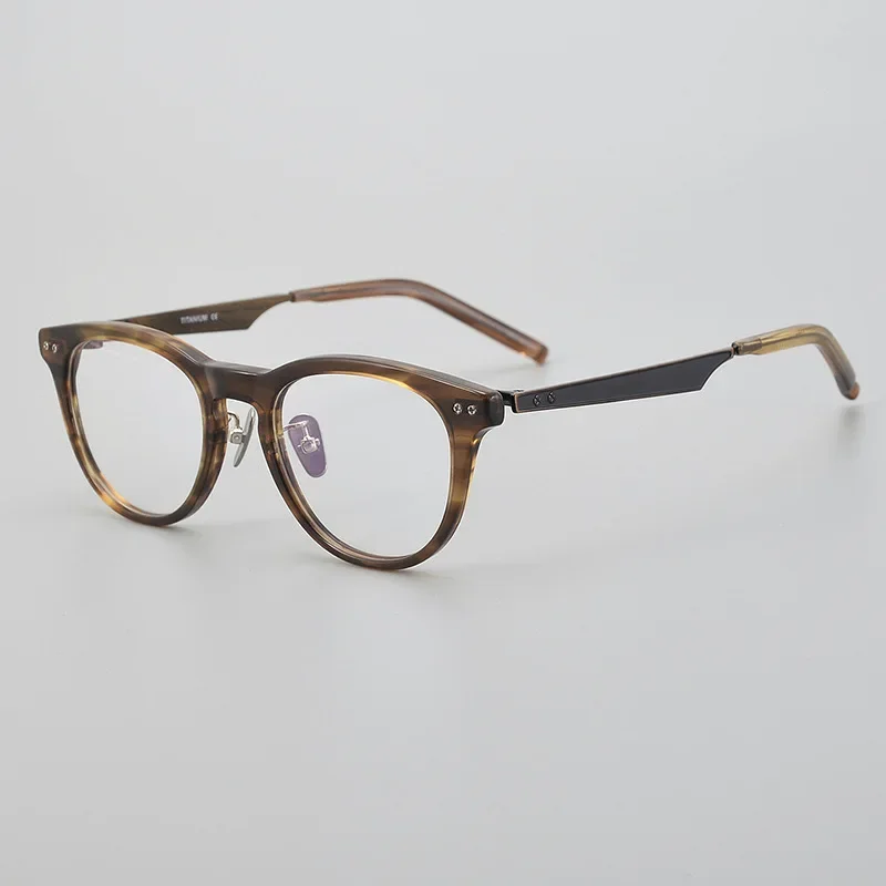 

Brand Designer Acetate Glasses Frame Men NPM-110 Clear Lens Retro Round Eyeglasses Eyewear Exquisite Hinge Spectacles