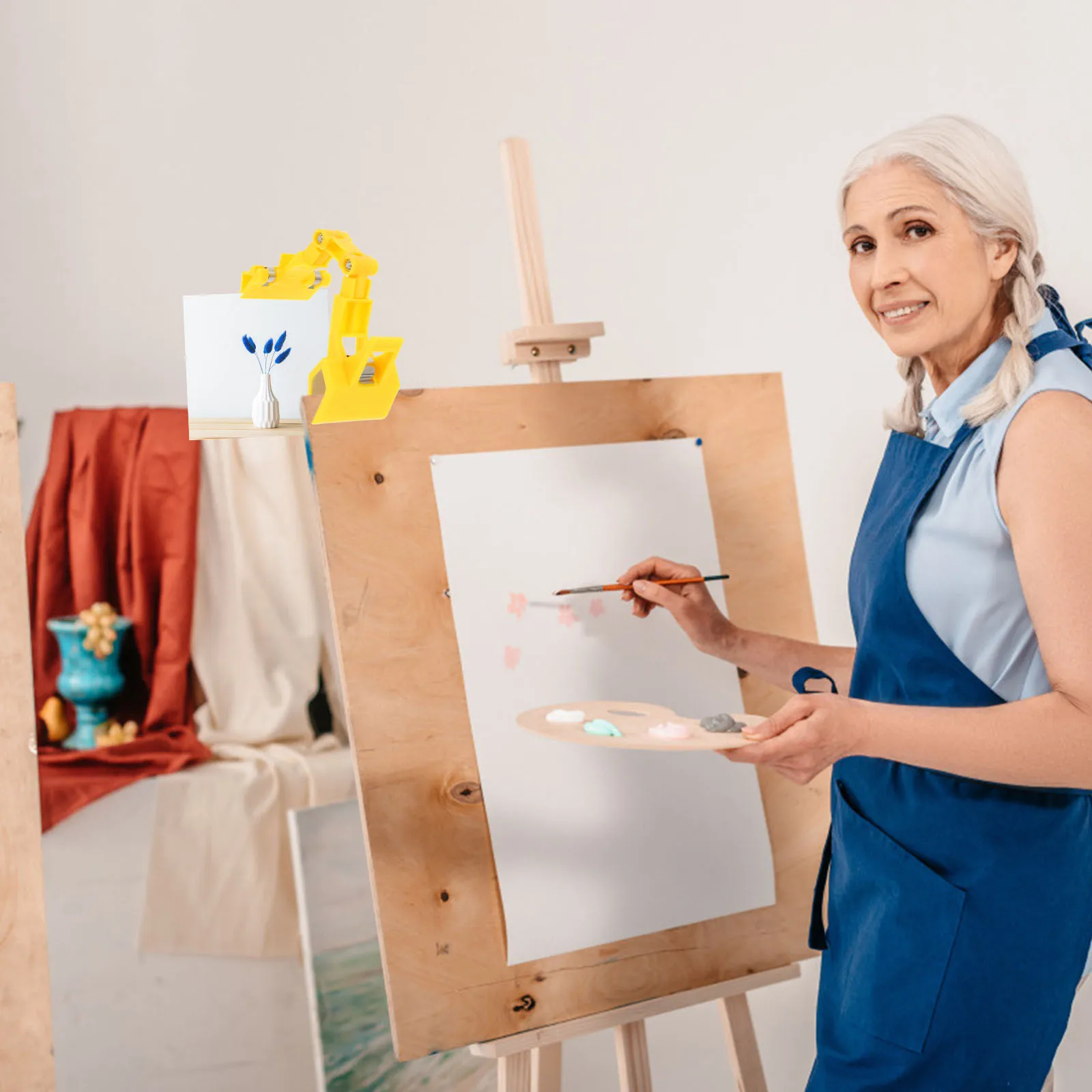 5 قطعة مقاطع اللوحة مزدوجة الرأس للتدوير 360 مشبك بلاستيكي للفنان الحامل لوحات الرسم حامل هاتف الصور متعدد الوظائف #2