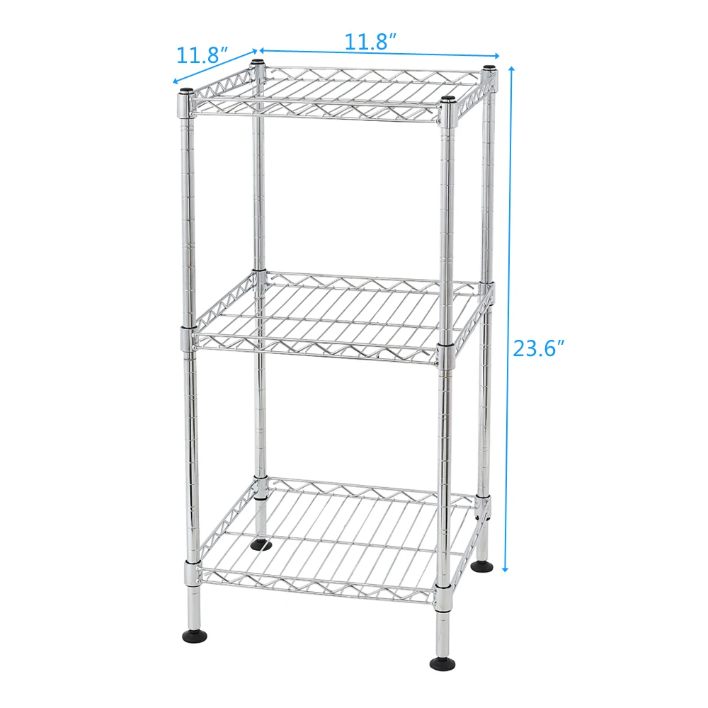 3-Tier Steel Wire Shelving Tower  Kitchen Furniture