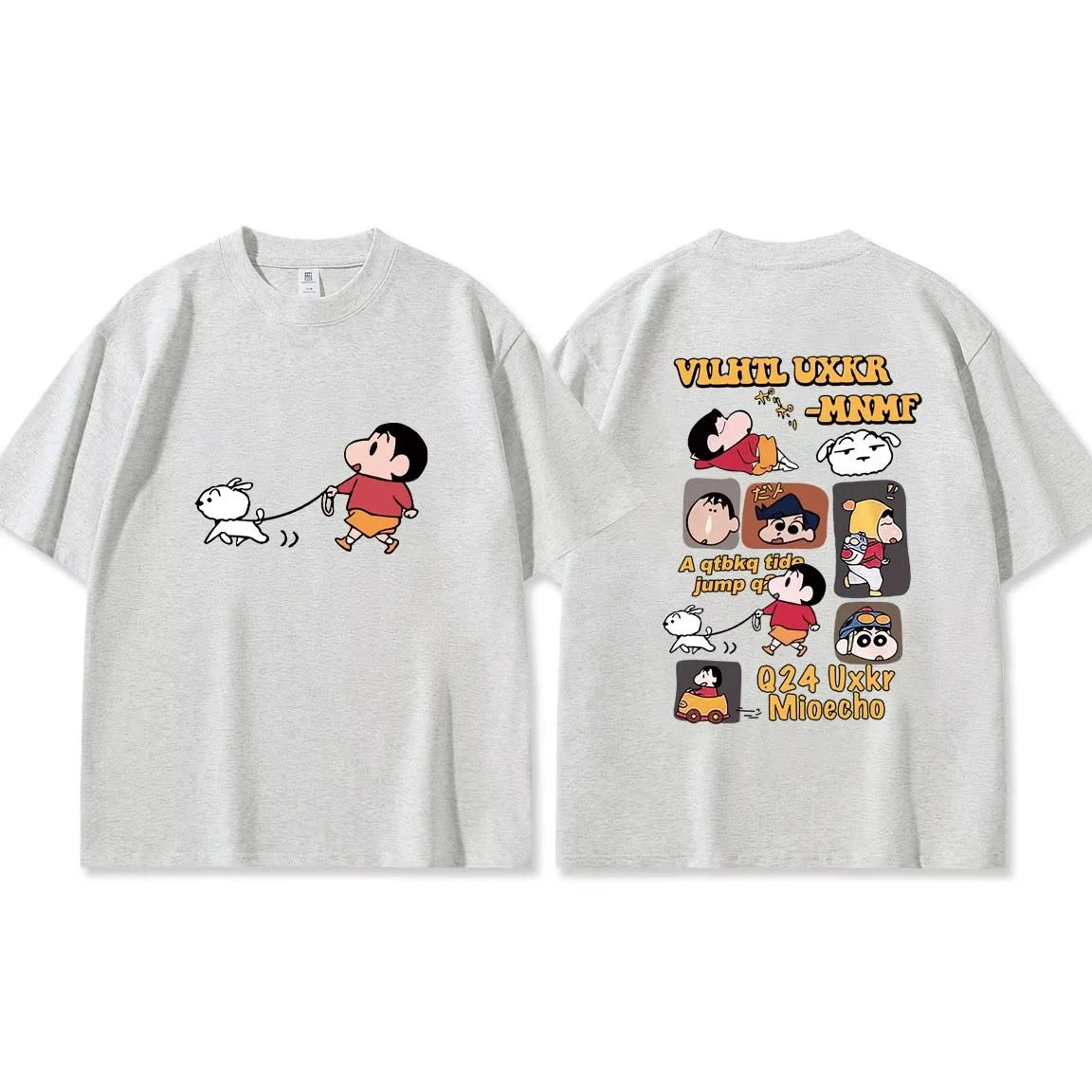 2026 Summer Crayon Shin Chan Japanese Anime Print Unisex Cotton Short Sleeve T Shirt  High Quality Streetwear Casual Tops