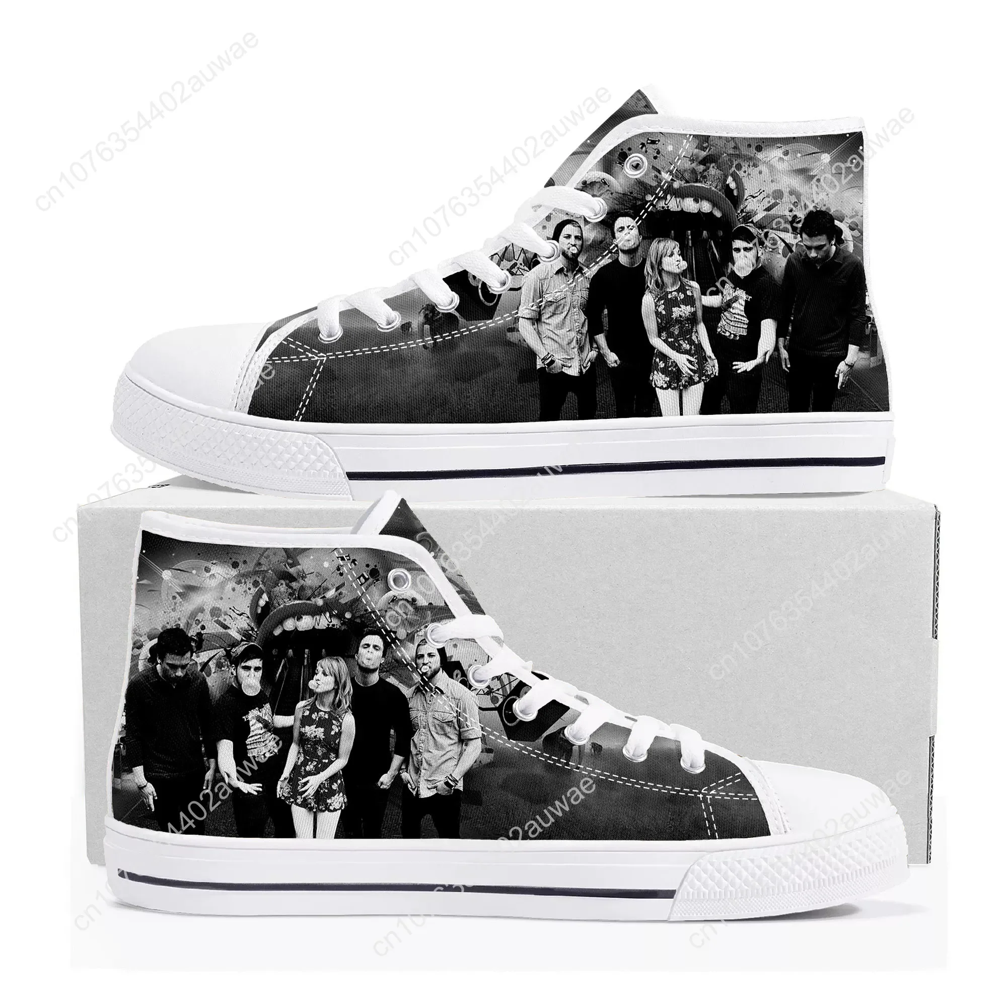 Paramore sepatu Sneakers kanvas pria wanita remaja, sepatu kets kualitas tinggi model Pop Band Rock, sepatu Sneaker kanvas kasual sepatu pasangan kustom warna putih