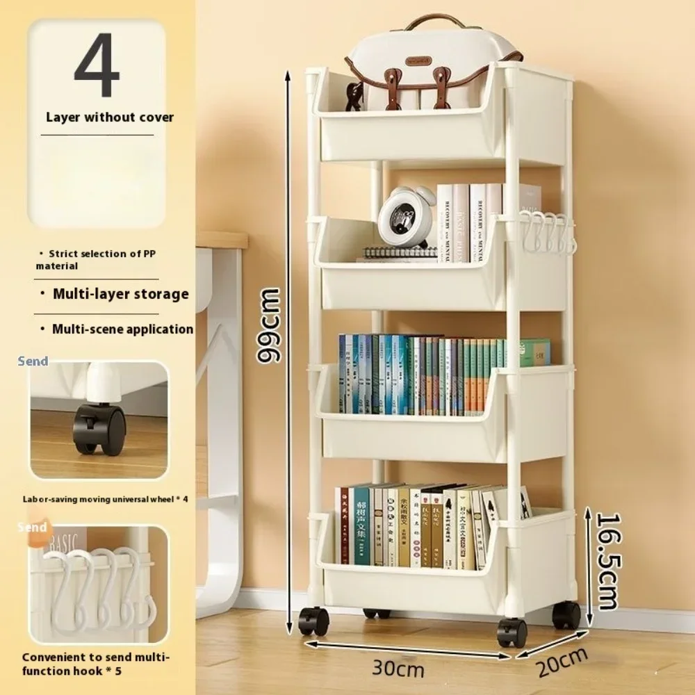 3/4/5 Tier Rolling Cart Cabinet Bathroom Living Room Home Organizer Trolley Bookshelf Portable Creative Kitchen Storage Rack