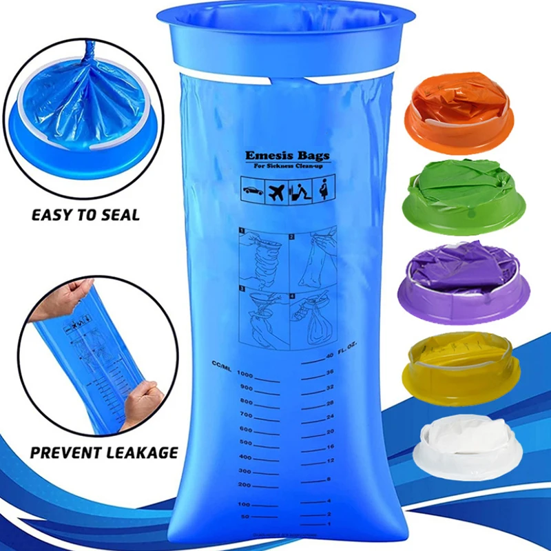 1000ML Portable Disposable Travel Car Airplane Motion Sickness Nausea Vomit Cleaning Bag Clean Eco-Friendly Plastic Bag